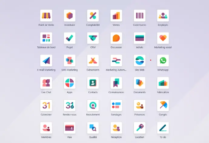 toutes les applications d'Odoo